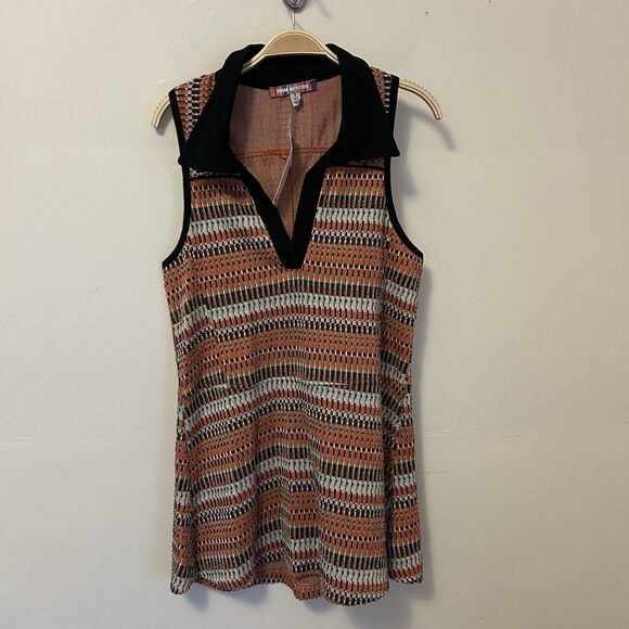 Urban Outfitters Orange Racerback 70"s Style Mini‎ Dress S Collared Retro NWT - Picture 1 of 7